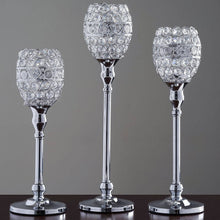 Load image into Gallery viewer, SET of 2 Crystal Beaded Candle Holder Goblet Votive Tealight Wedding Centerpiece 14" Tall