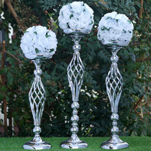Load image into Gallery viewer, 22.5" Tall Metal Wedding Flower Decor Candle Holder Vase Centerpiece - Silver - Buy 1 Get 1 Free