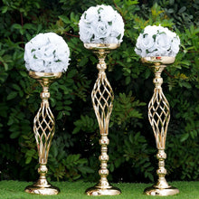 Load image into Gallery viewer, 25.5" Tall Metal Wedding Flower Decor Candle Holder Vase Centerpiece - Gold - Buy 1 Get 1 Free