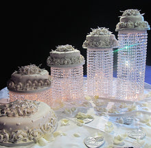 Load image into Gallery viewer, Grand Wedding Beaded Crystal Metal Riser Cake Stand - 15.5" Diameter
