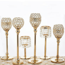 Load image into Gallery viewer, Elegant Metal Votive Tealight Crystal Candle Holder Wedding Centerpiece - Gold - 7.5"