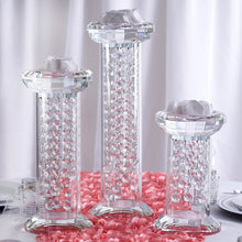 Load image into Gallery viewer, Gemcut Egyptian Handcrafted Glass Crystal Pillar Vase Chandelier Table Top Wedding Centerpiece - Set of 3 PCS