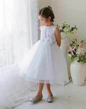 Load image into Gallery viewer, Glamorous and Lace tulle Dress with Flower Accented Belt - Light Blue