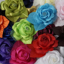 Load image into Gallery viewer, 12pcs Purple Mini Satin Ribbon Rose Flower Pearl Spray Wedding Appliques Sewing Decor Craft Supplies