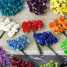 Load image into Gallery viewer, 144 Navy Blue Paper Mini Flower Roses For DIY Wedding Card Craft Party Favors Decorations