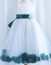 Load image into Gallery viewer, Tulle Overlay Flower Girl Petal Dress - Ivory