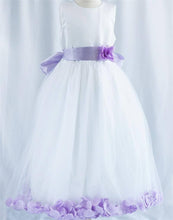 Load image into Gallery viewer, Tulle Overlay Flower Girl Petal Dress - White