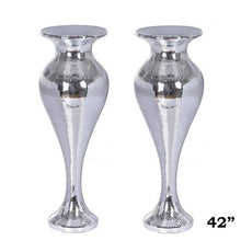 Load image into Gallery viewer, 42” Silver Mirror Mosaic Polystone Floor Vase Wedding Aisle Prop Party Columns - 1 PCS