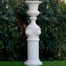 Load image into Gallery viewer, 4 PCS 10mm Crystal Studded White Wedding French Columns Plant Stand With Mirror Mosaic - 25.25"x 10"
