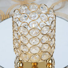 Load image into Gallery viewer, Exquisite Wedding Votive Tealight Crystal Candle Holder - Gold - 3.25" Dia x 3.5" Tall
