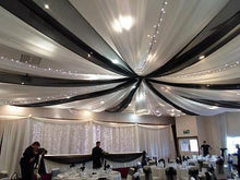 Load image into Gallery viewer, 40FT Premium White Fire Retardant Sheer Voil Curtain Ceiling Panel Backdrop
