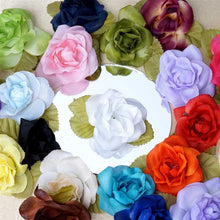 Load image into Gallery viewer, 12pcs Turquoise Mini Silk Ribbon Rose Flower Leaf Wedding Appliques Sewing Decor Craft Supplies
