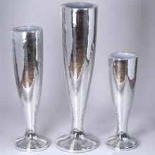 Load image into Gallery viewer, 42” Silver Mirror Mosaic Polystone Trumpet Floor Vase Wedding Aisle Prop Party Columns

